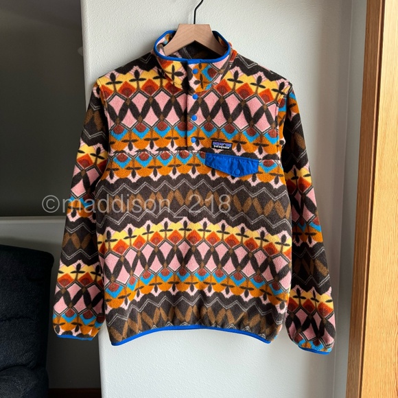 Patagonia Synchilla Snap-T Fleece Small Companions Big Anthos Pink Brown S - Picture 8 of 11